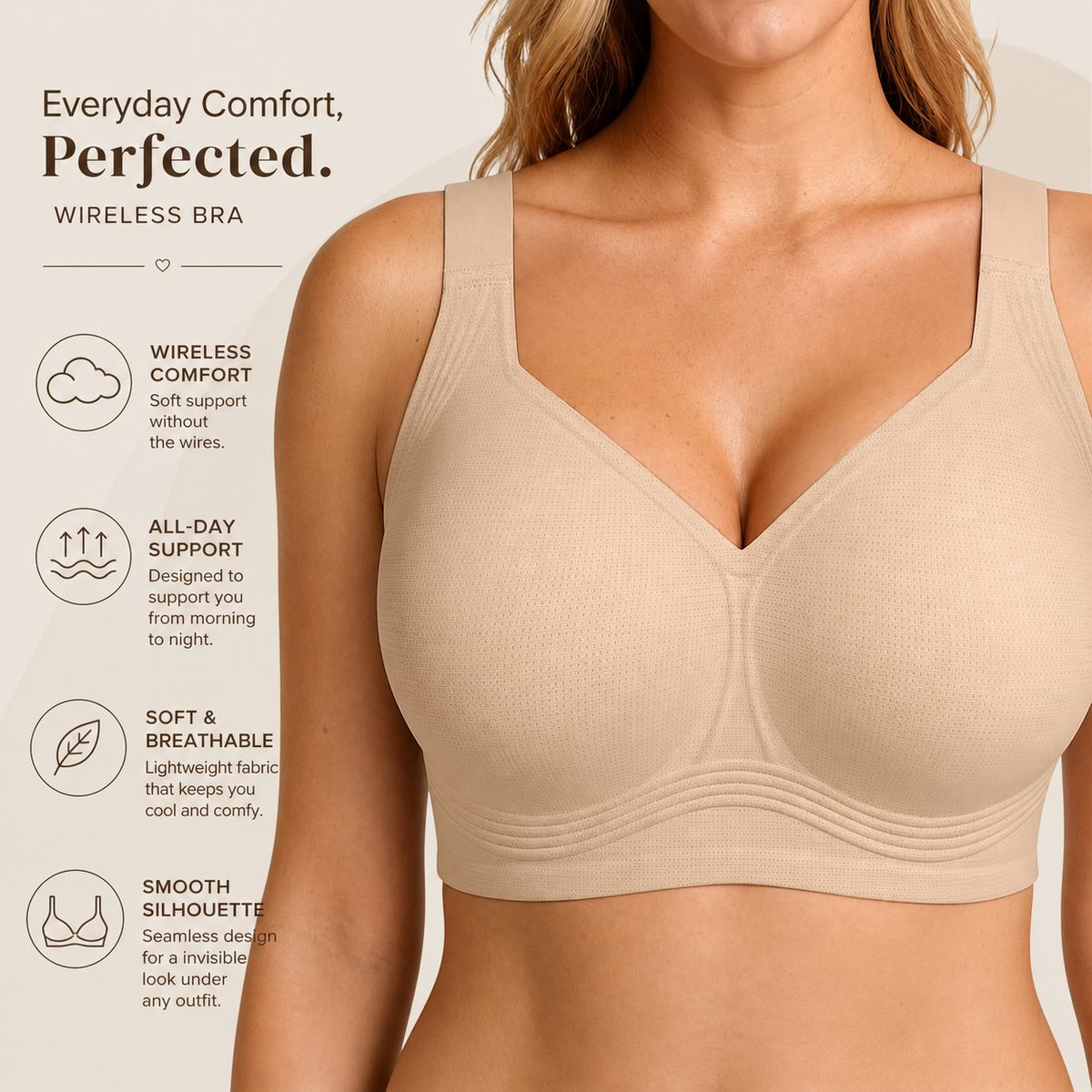 Velora Intimates  Wireless Bra for Women with Adjustable Fit